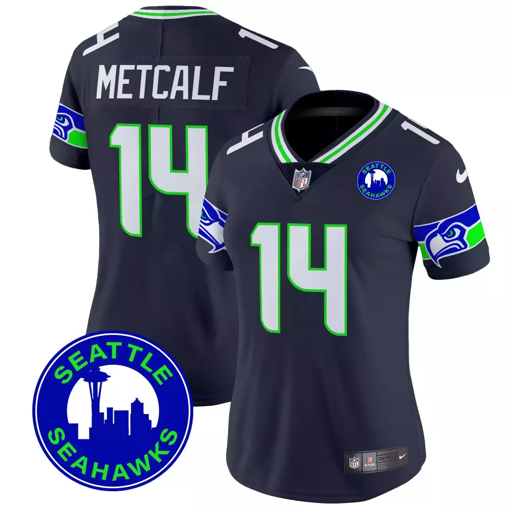 Dk Metcalf 14 Seattle Seahawks Jersey Navy Men Replica Green White Blue Vapor Limited