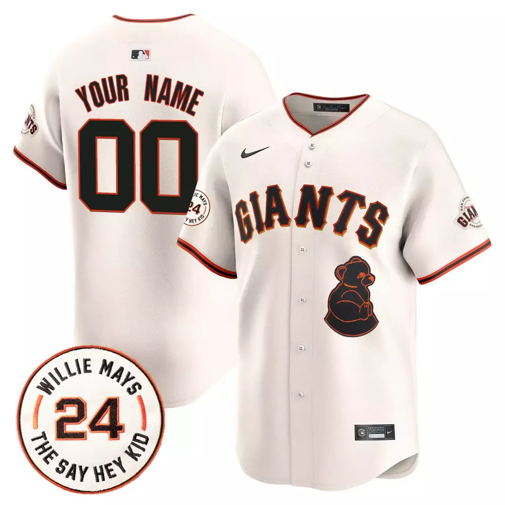 Custom San Francisco Giants Jersey White Men Black Orange Vapor Premier Limited v4