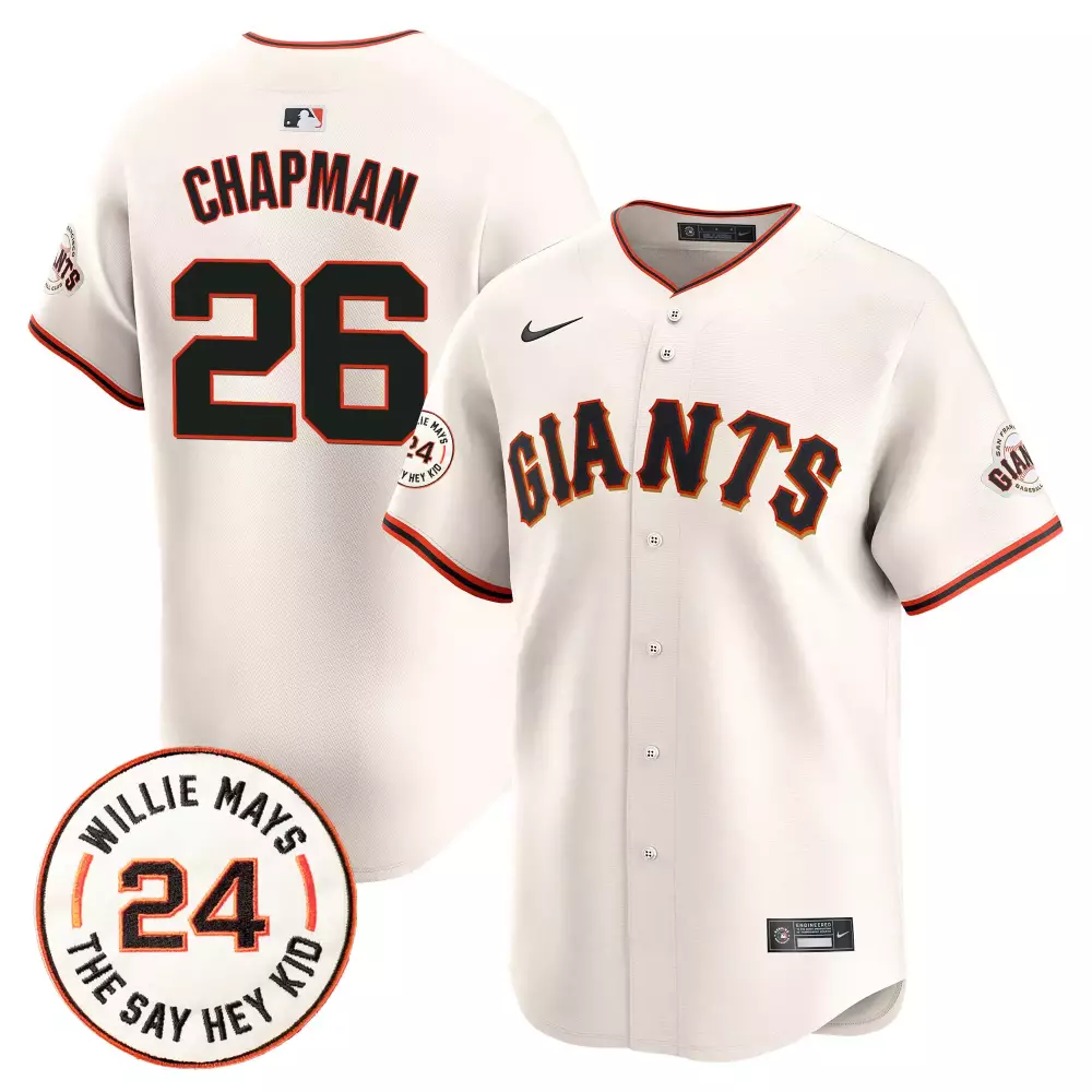 Chapman 26 Giants Jersey White Willie Mays Men Black Orange Red Vapor Premier Limited
