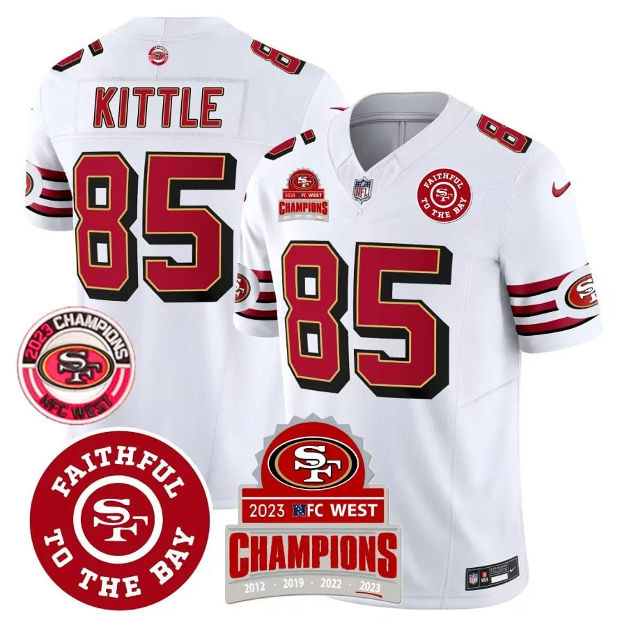 George Kittle 85 Jersey White 2023 NFC West Champions San Francisco 49ers Faithful To Bay