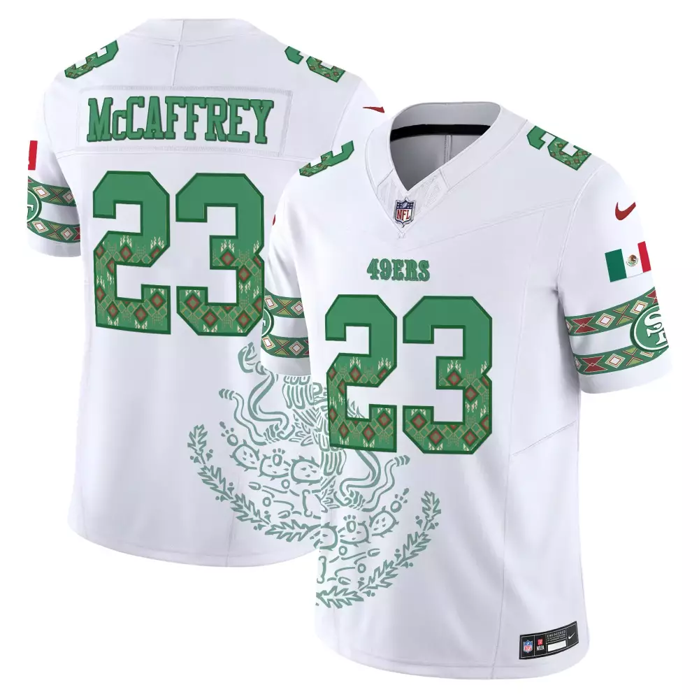 Christian Mccaffrey 23 49ERS Jersey White Mexican National Heritage Men Alternate