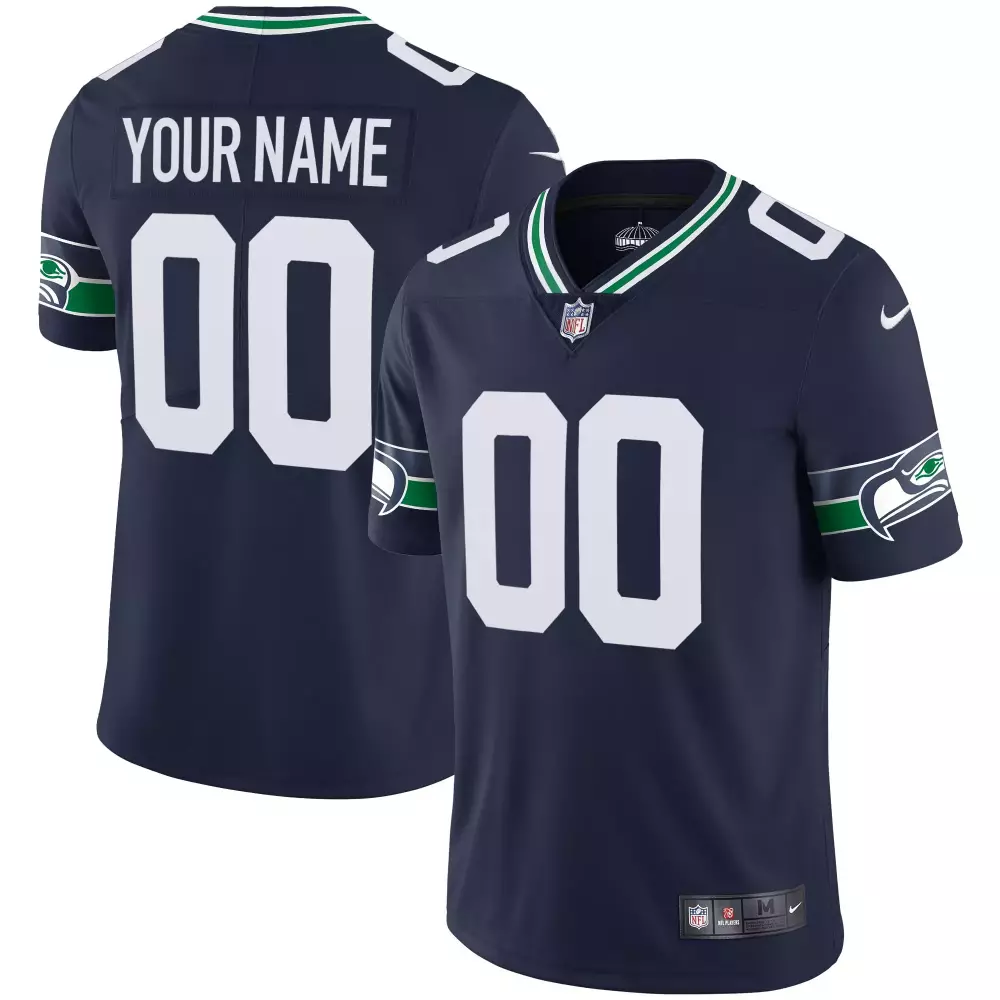 Custom Seattle Seahawks Jersey Navy Men Green White All Stitched Vapor
