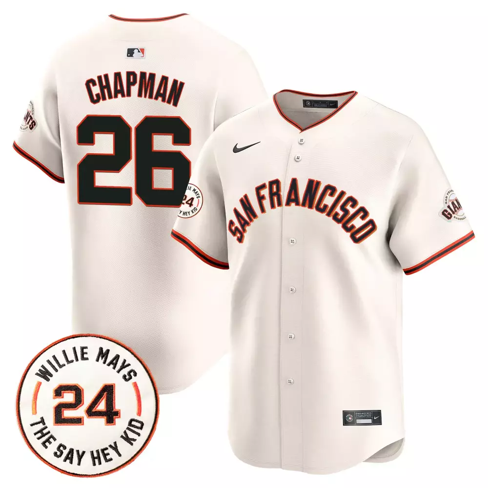Chapman 26 San Francisco Giants Jersey Cream Men Black Orange Vapor Premier Limited