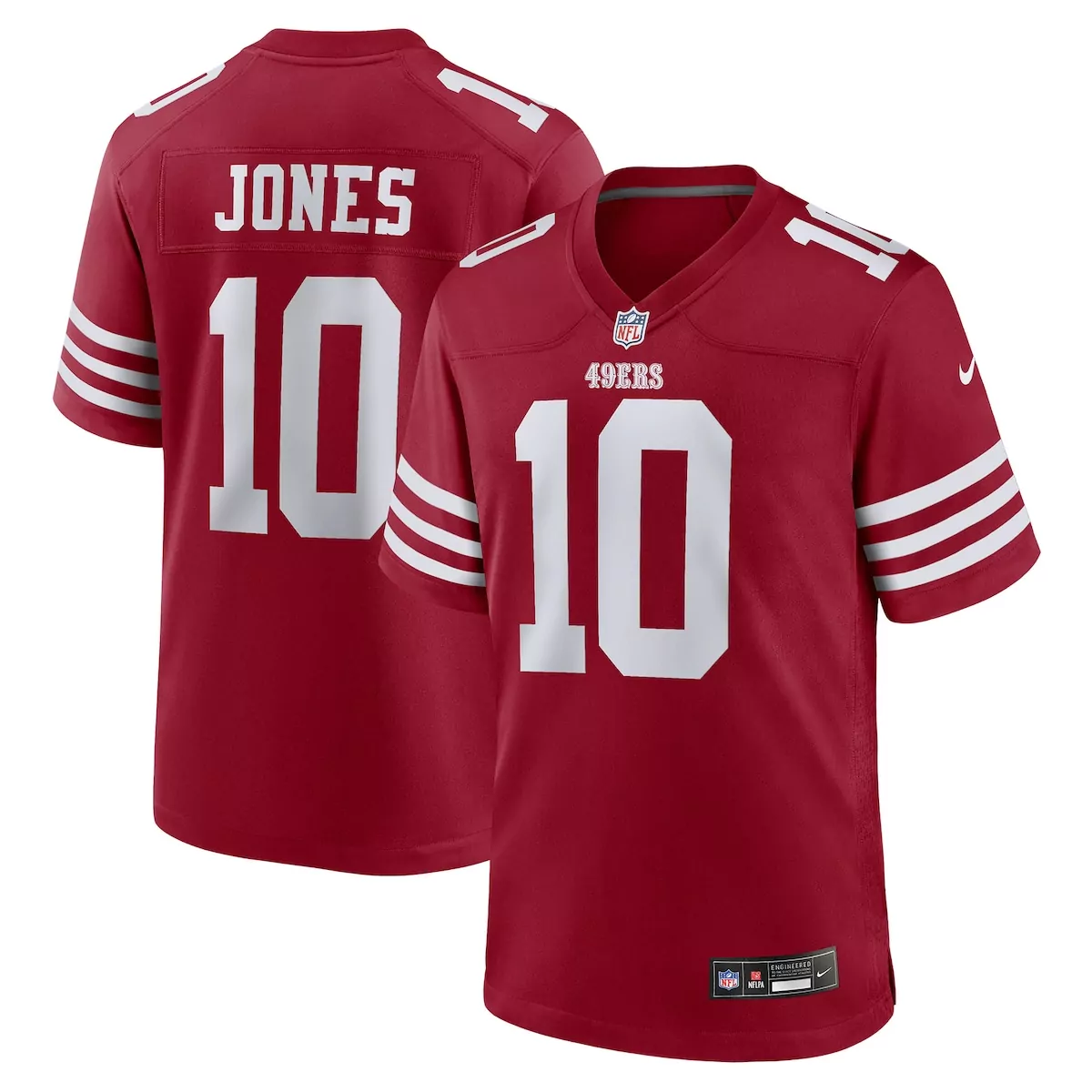 Mac Jones 10 49ERS Jersey Red Men Replica White Game