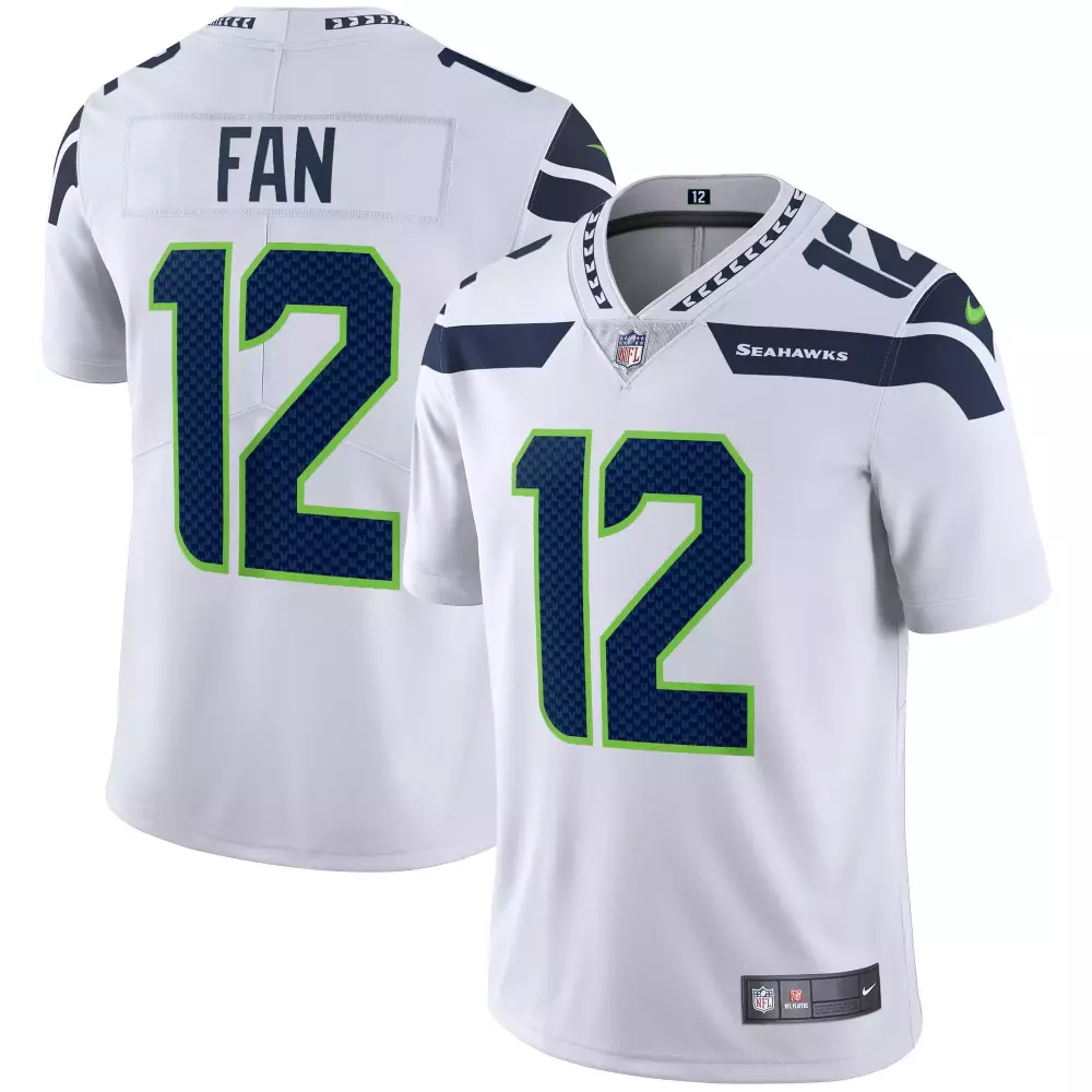 Seattle Seahawks 12 Jersey White Men Replica Navy Green All Stitched Vapor