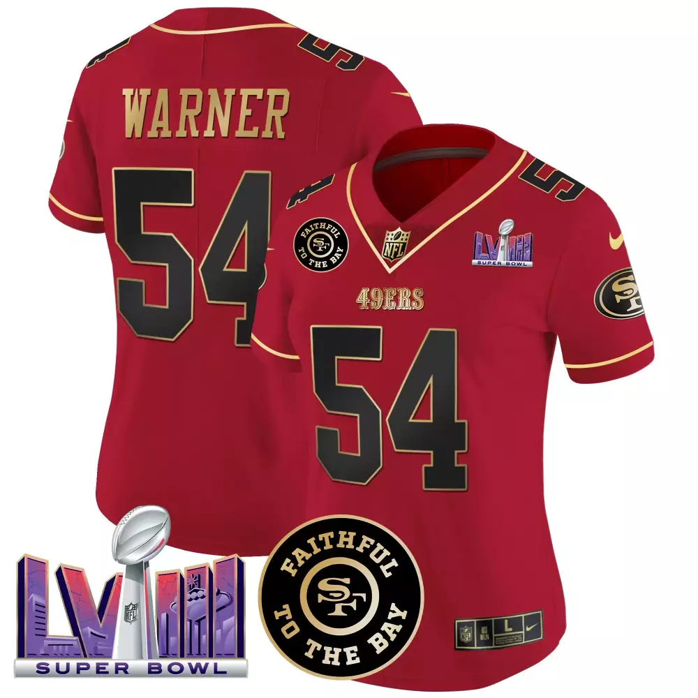 Fred Warner 54 49ERS Jersey Red Super Bowl Lviii Men Black Gold Limited Vapor All