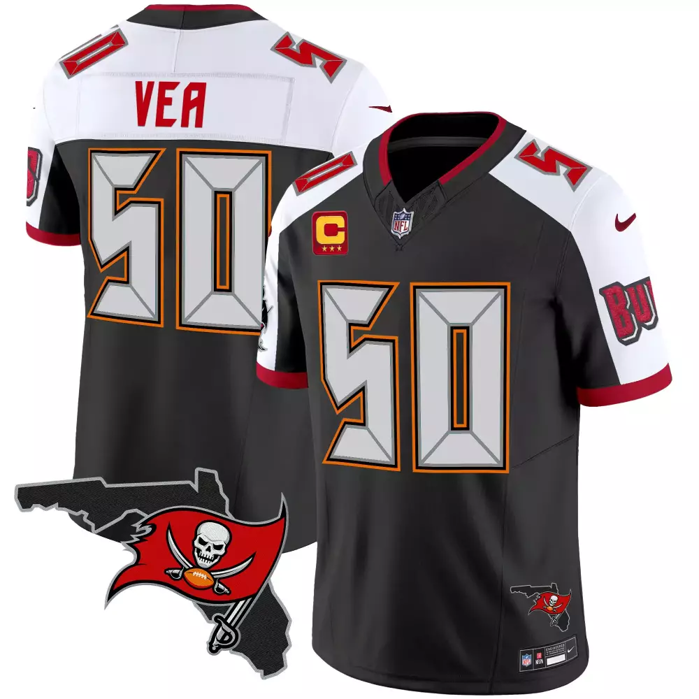 Vita Vea 50 Tampa Bay Buccaneers Jersey Black Men White Red Alternate Vapor Limited