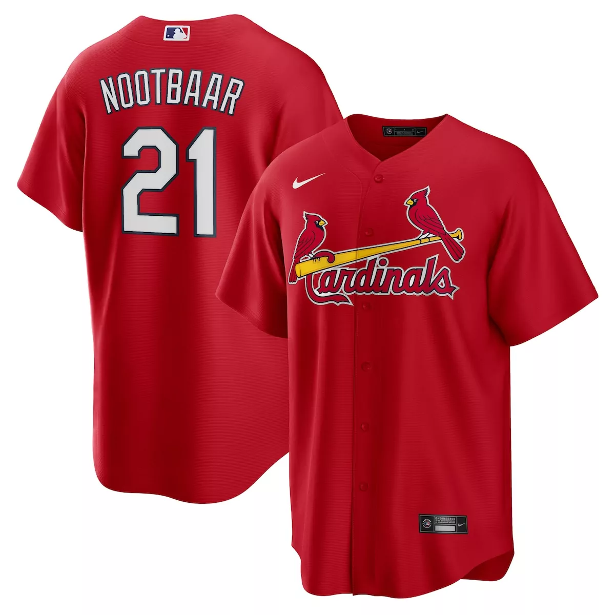 Lars Nootbaar 21 Cardinals Jersey Red Men White Yellow Alternate