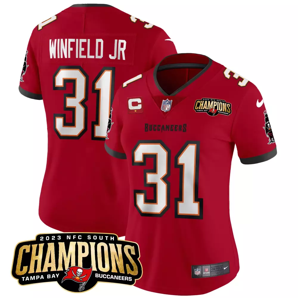 Antoine Winfield Jr. 31 Jersey Red Buccaneers 2023 NFC South Champions Men Replica