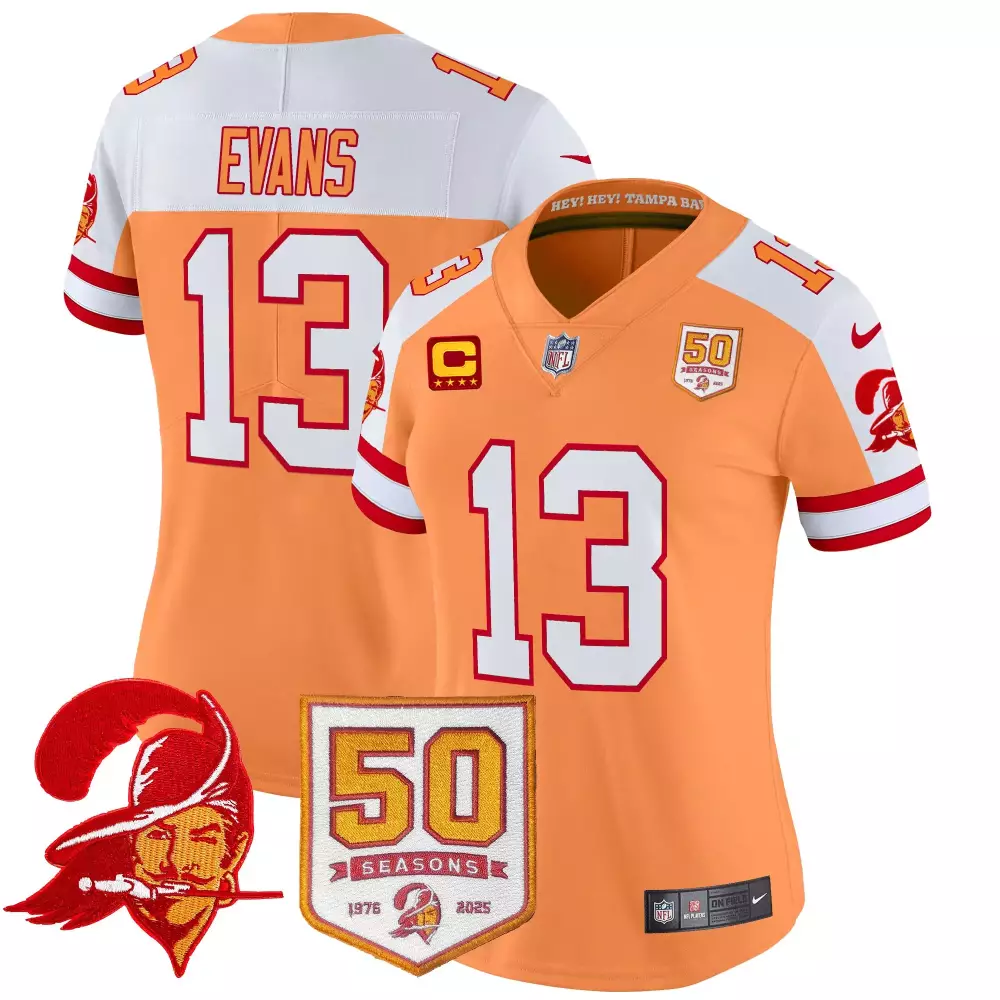 Evans 13 Tampa Bay Buccaneers Jersey Orange 50 Seasons 1976-2025 2023 Men Alternate