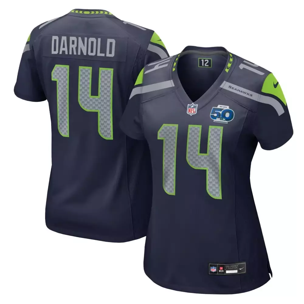 Sam Darnold 14 Seahawks Jersey Navy Blue 50th Anniversary Men Neon Green Gray Game