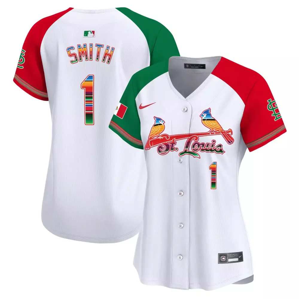 Ozzie Smith 1 St. Louis Cardinals Jersey White Mexico Flag Women MLB Split Design