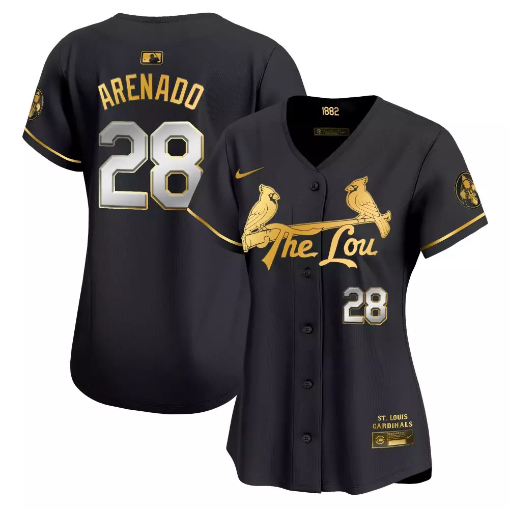 Nolan Arenado 28 Jersey Black The Lou St. Louis Cardinals Gold Silver Vapor Premier