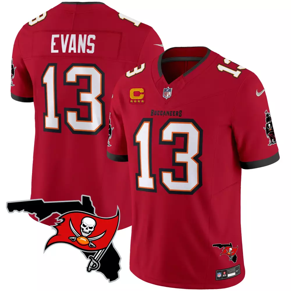 Evans 13 Buccaneers Jersey Red Men Standard White Orange Vapor Limited All Stitched