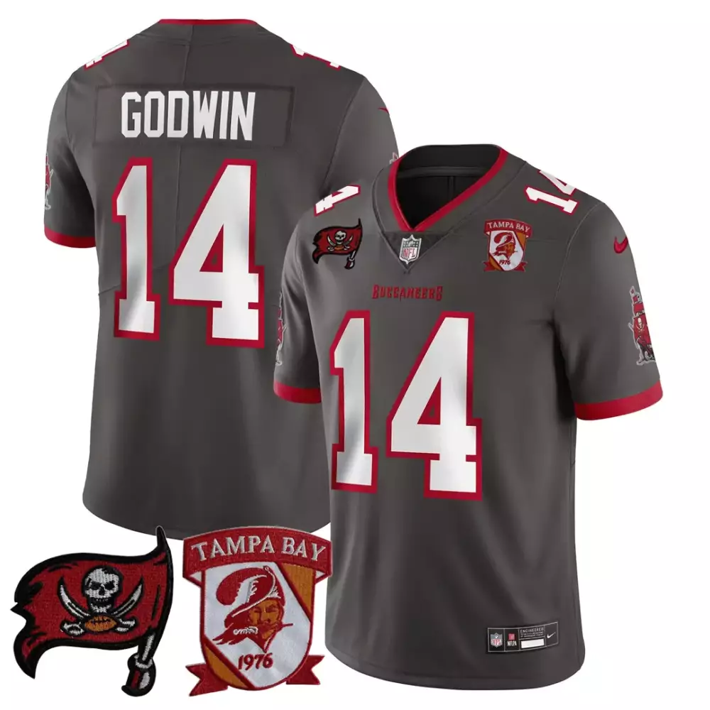 Chris Godwin 14 Jersey Gray Tampa Bay Buccaneers Flag 1976 Men Game Red White All