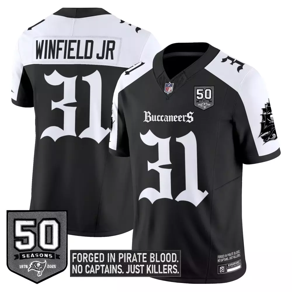 Antoine Winfield Jr. 31 Jersey Black 50th Anniversary Buccaneers 50 Seasons 1976-2025 2021