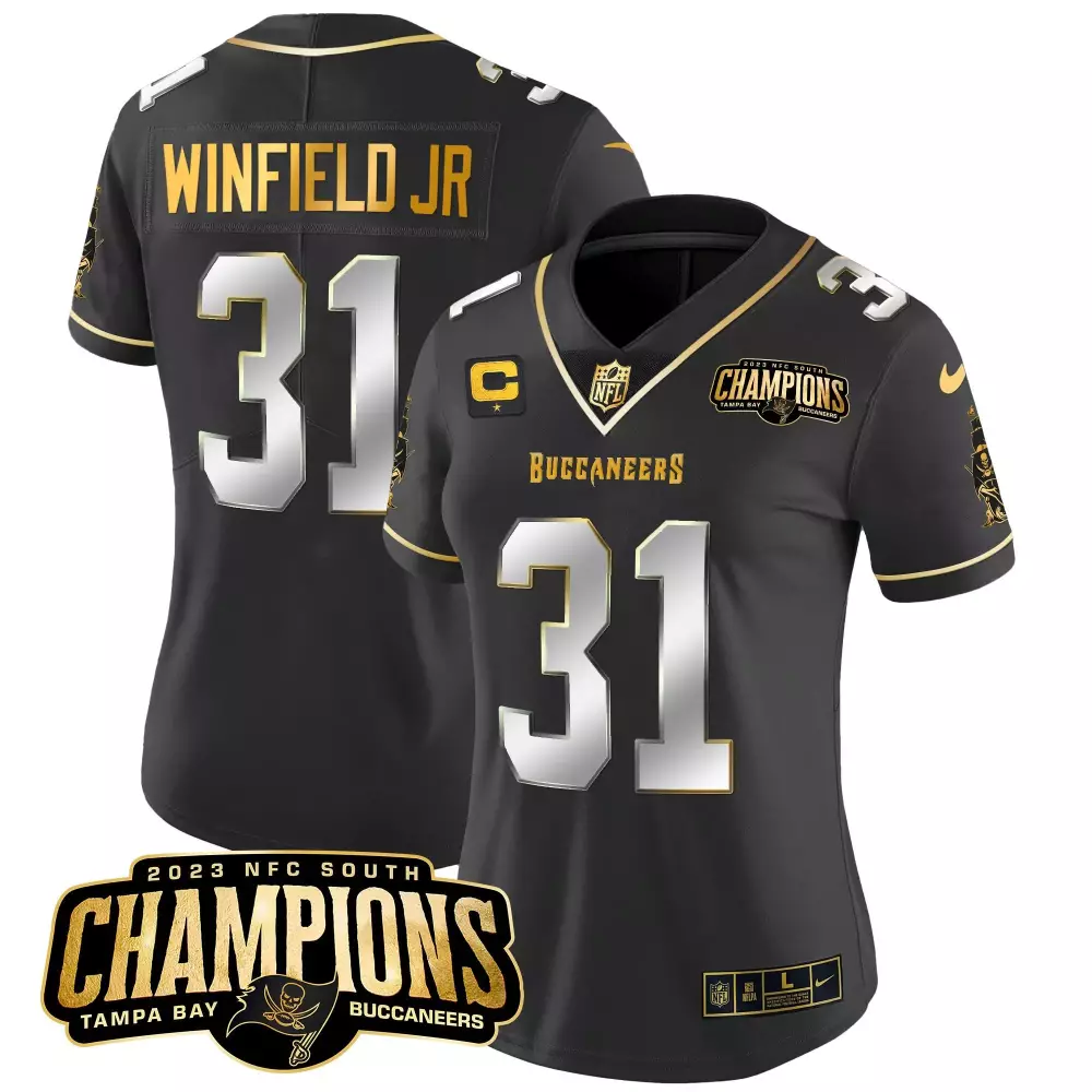 Antoine Winfield Jr. 31 Jersey Black Buccaneers 2023 NFC South Champions Men Player