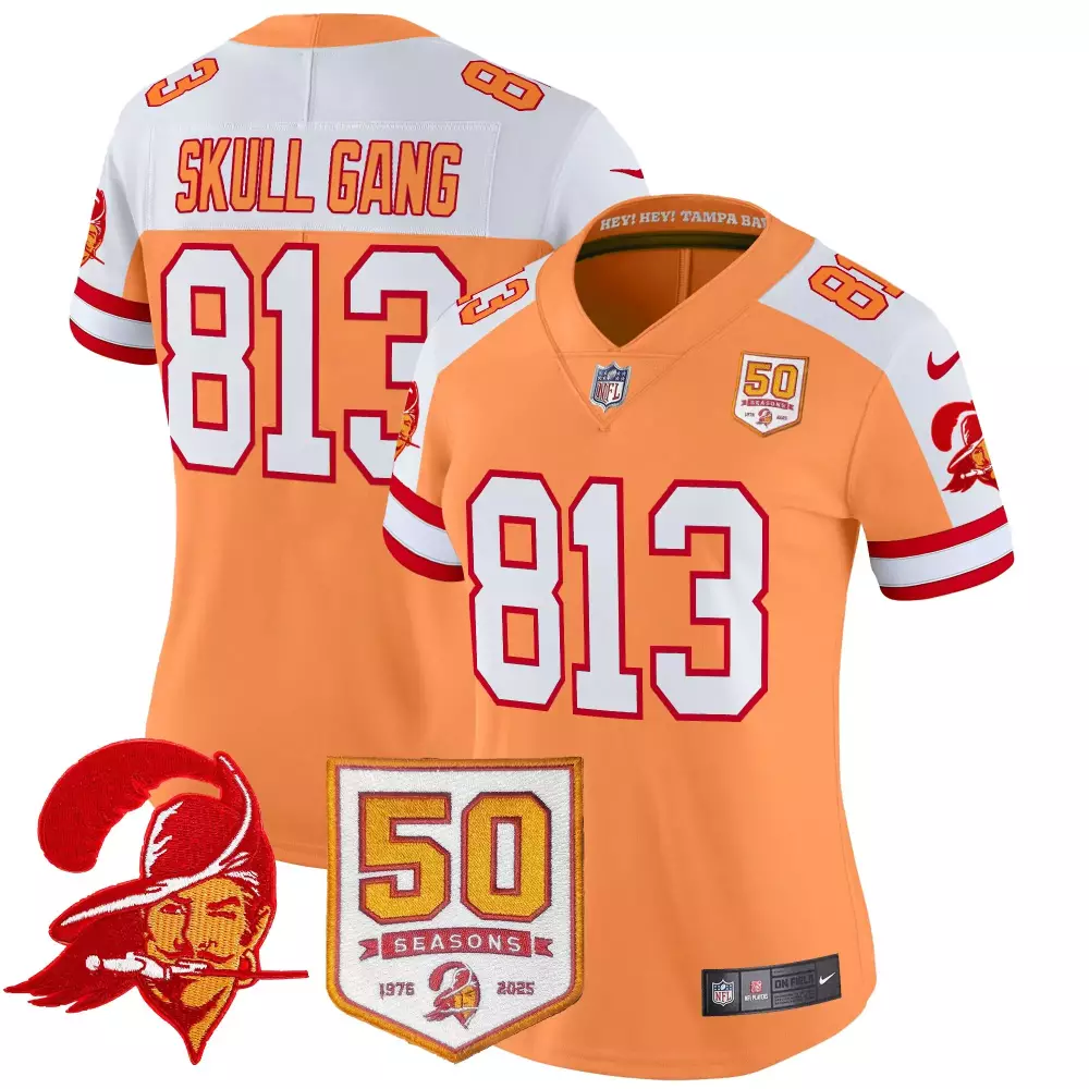 Skull Gang Tampa Bay Buccaneers Jersey Orange 50th Season Anniversary Men Official
