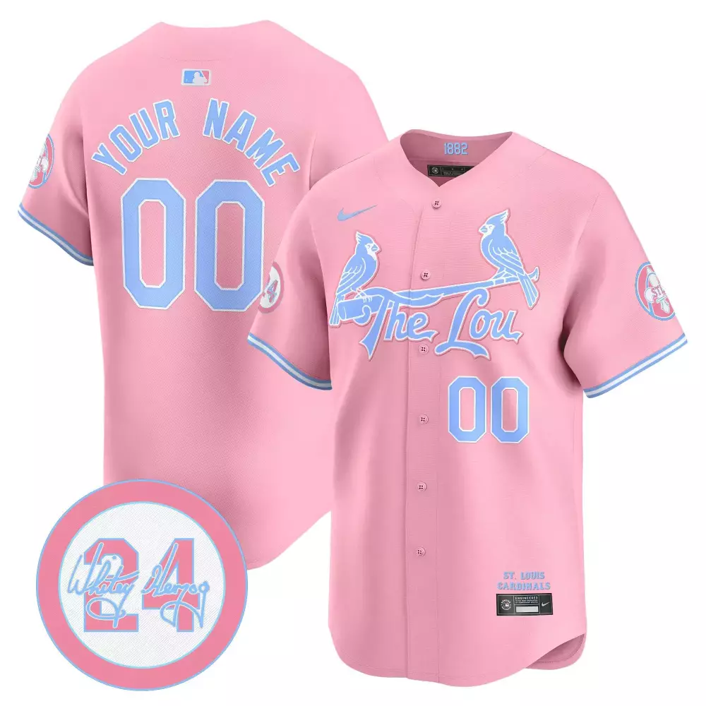 Custom St. Louis Cardinals Jersey Pink Alternate Light Blue White Vapor Premier Limited