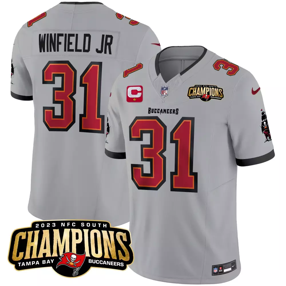 Antoine Winfield Jr. 31 Jersey Gray 2023 NFC South Champions Buccaneers Men Player