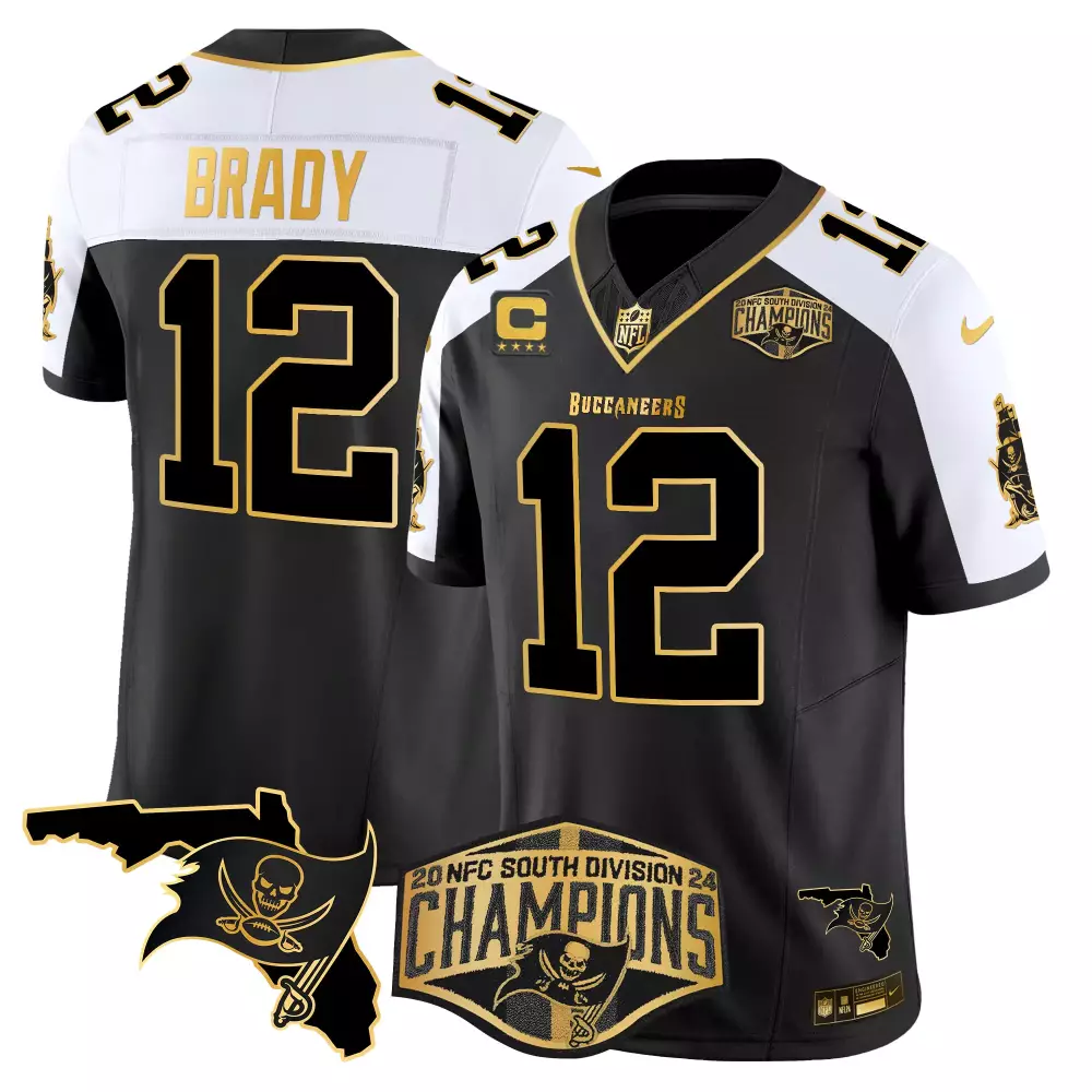 Tom Brady 12 Buccaneers Jersey Black Super Bowl Lv Champions Men White Gold Alternate