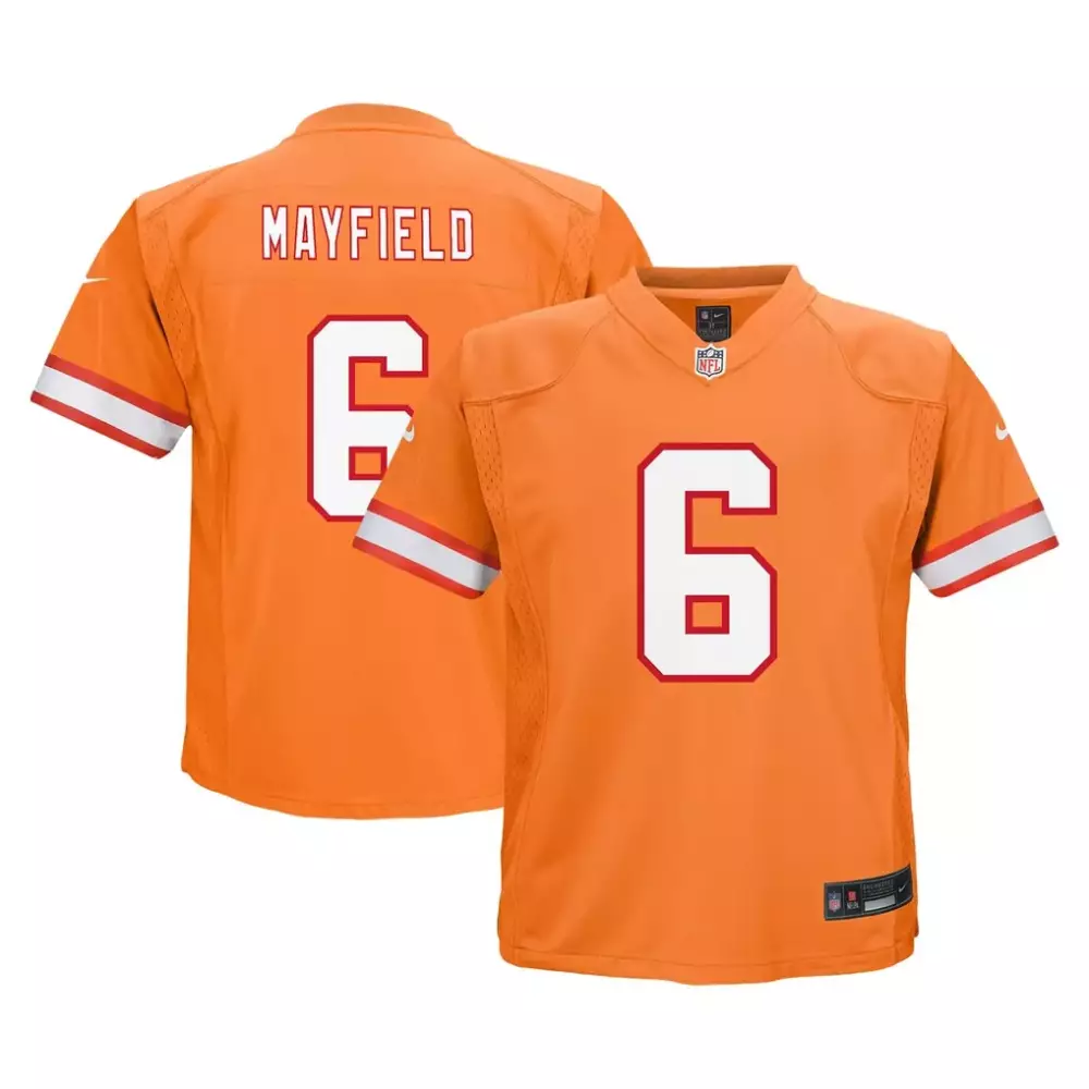Baker Mayfield 6 Buccaneers Jersey Orange Men White Red Game