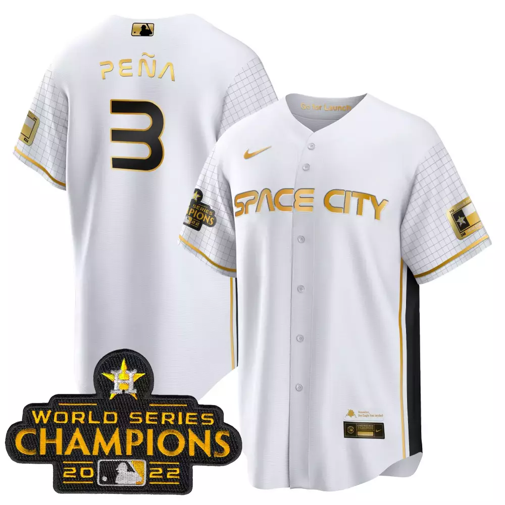 Jeremy Pena 3 Houston Astros Jersey White Space City World Series Champions 2022