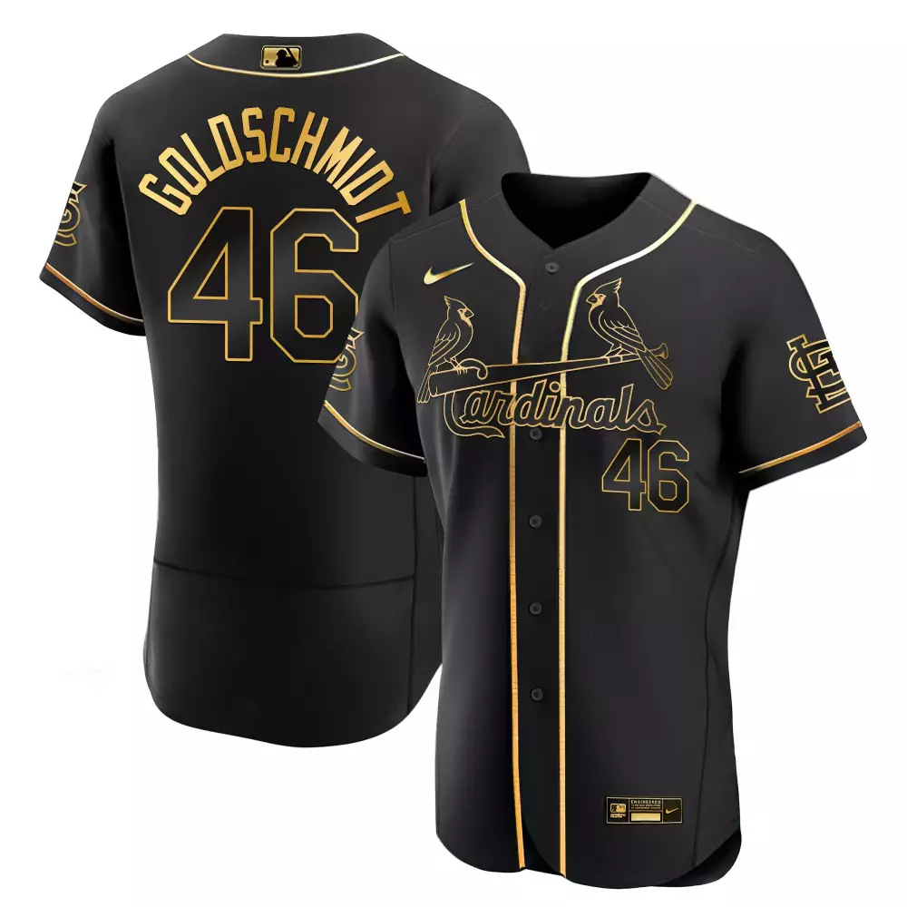 Paul Goldschmidt 46 Cardinals Jersey Black Men Gold Flex Limited All Stitched