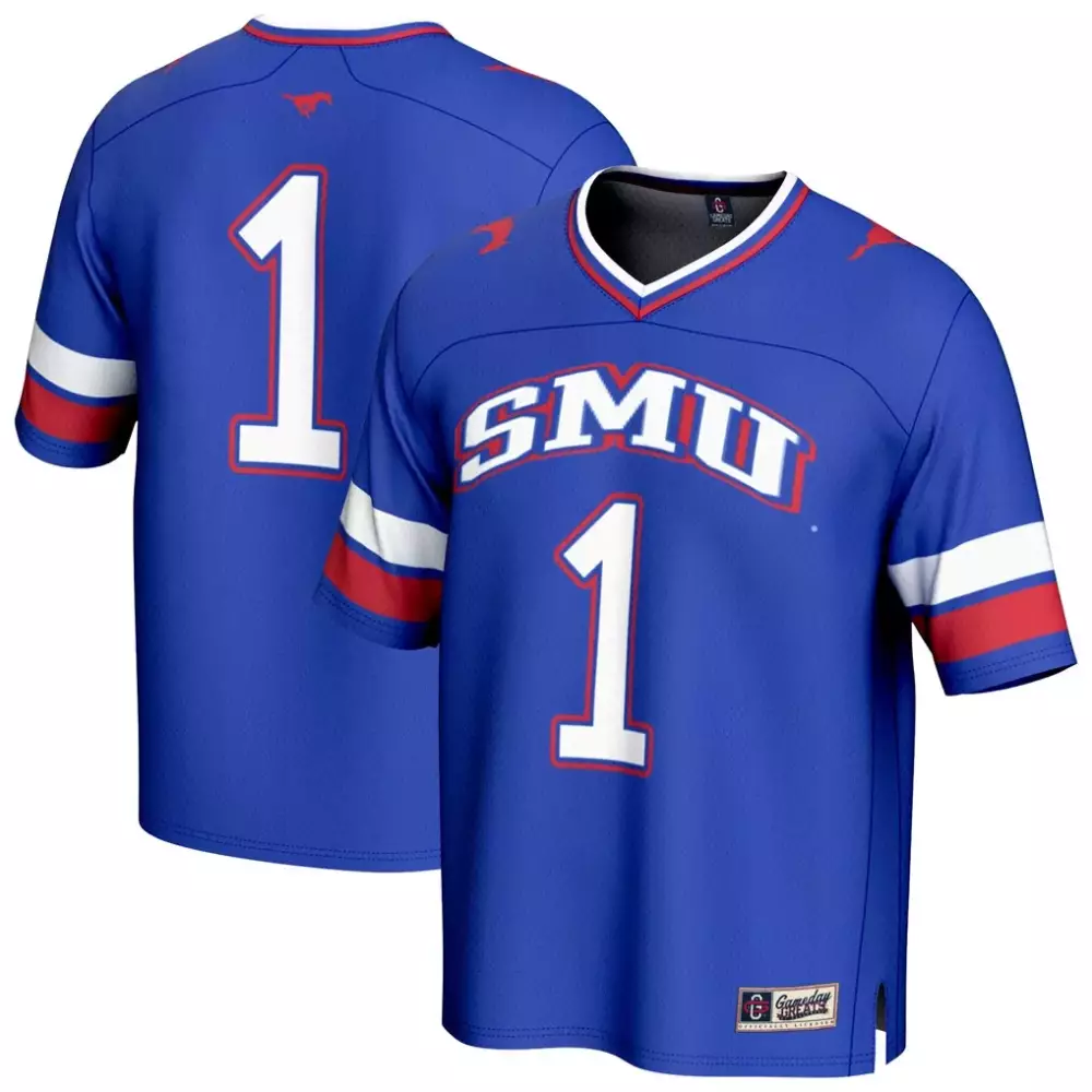 Smu 1 Mustangs Jersey Blue Red White Gameday Unisex Fashion