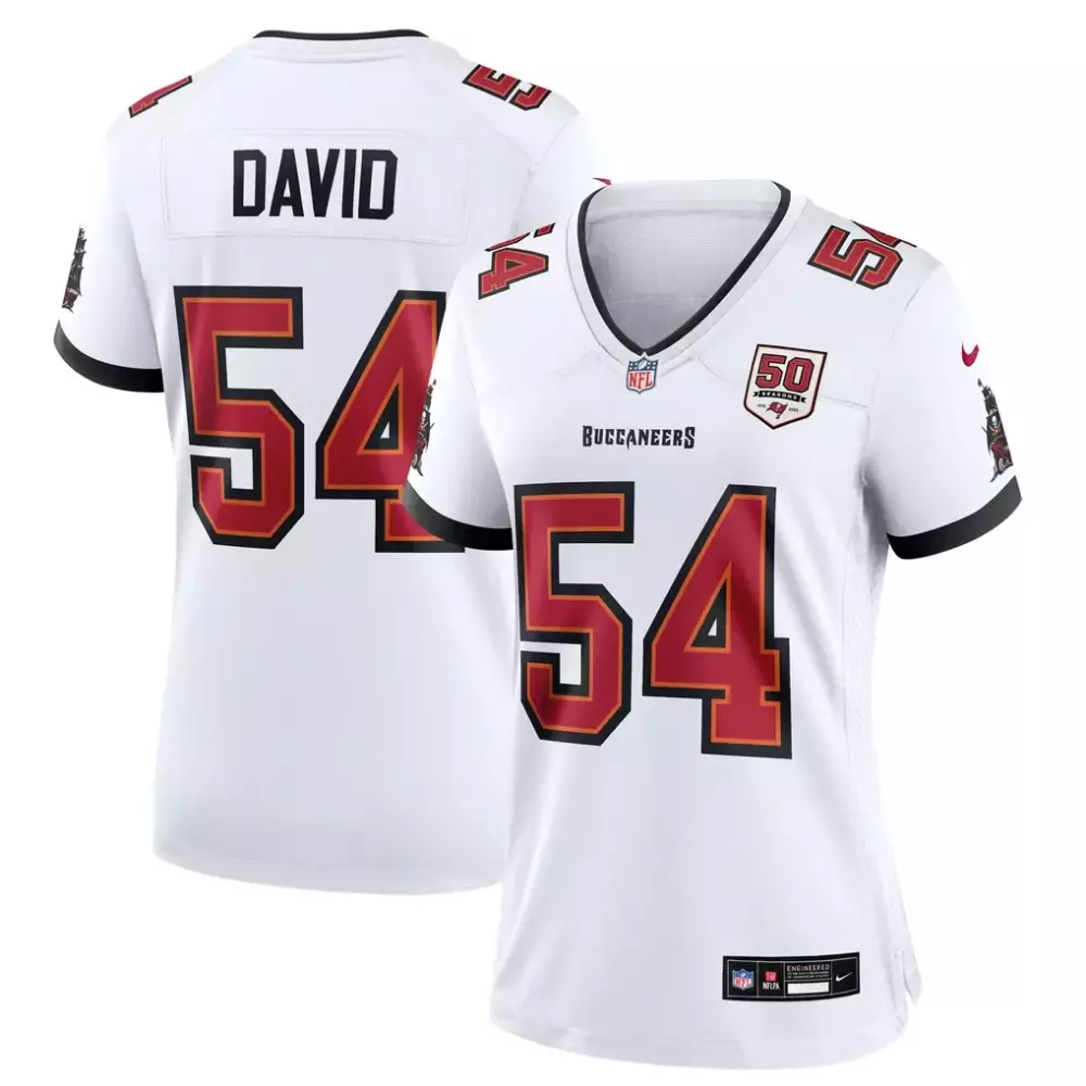 Lavonte David 54 Buccaneers Jersey White 50th Season Men Authentic Red Black Anniversary