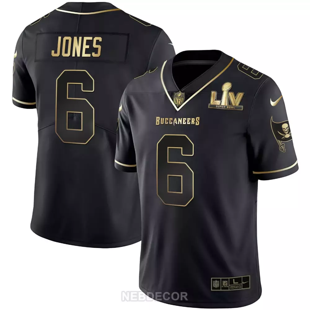 Julio Jones 6 Buccaneers Jersey Black Super Bowl Lv Liv Men Player Gold All Stitched