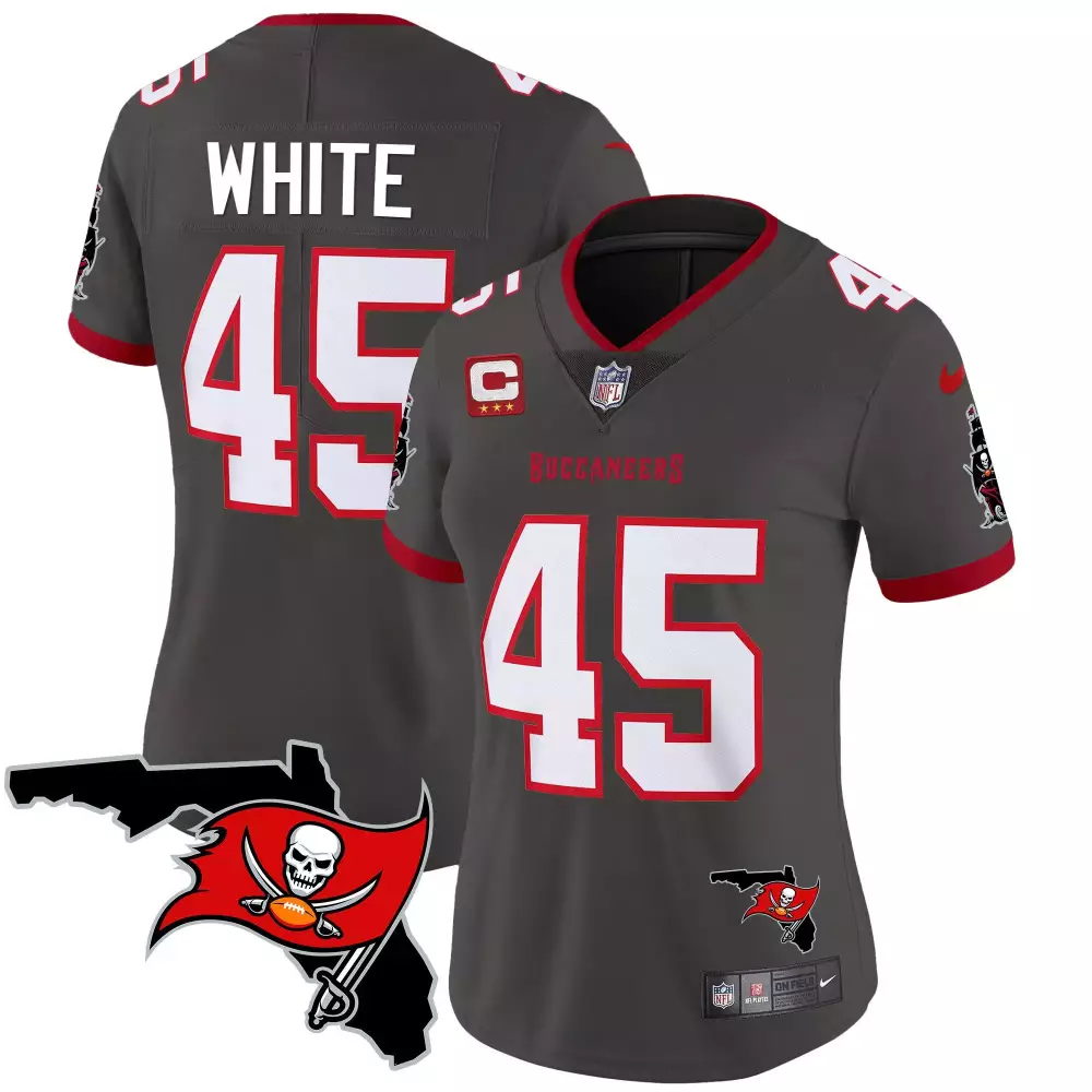 Devin Pewter 45 Buccaneers Jersey Gray Women Red White Vapor Limited All Stitched