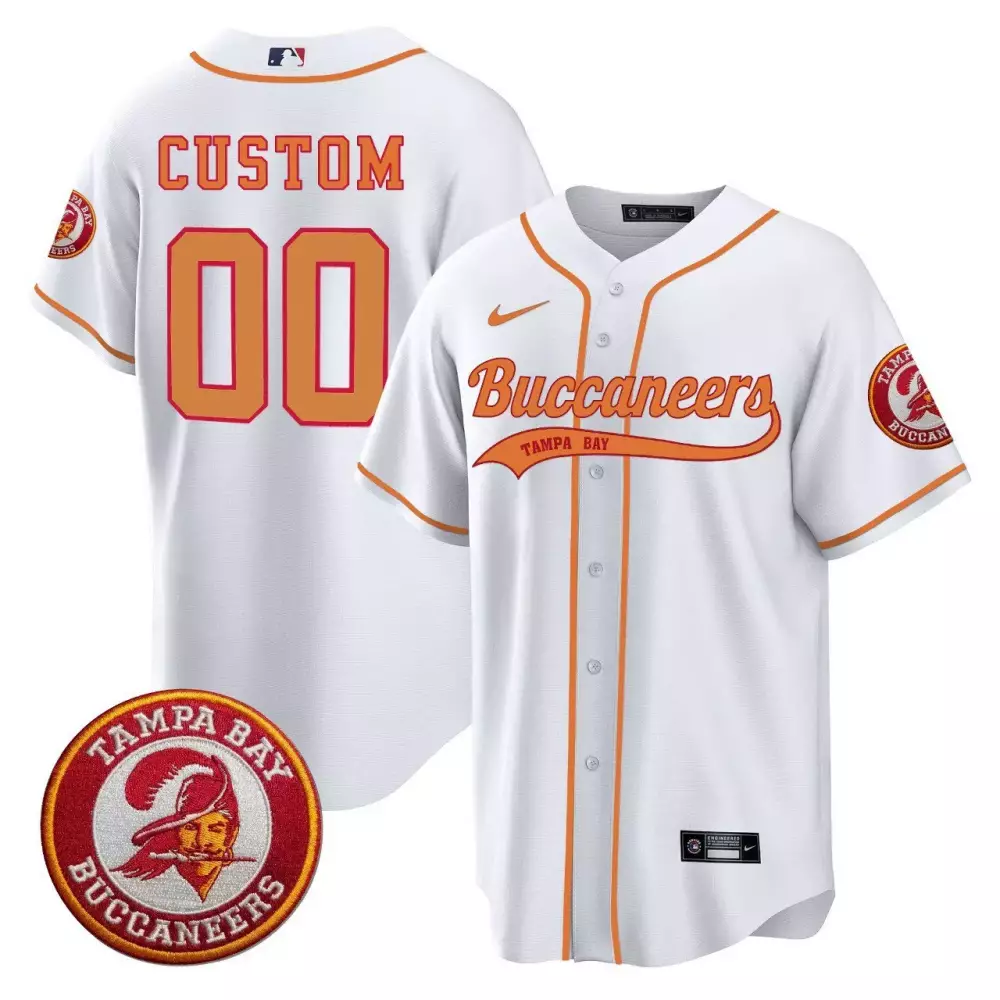 Custom Buccaneers Jersey White Tampa Bay Orange Stitched