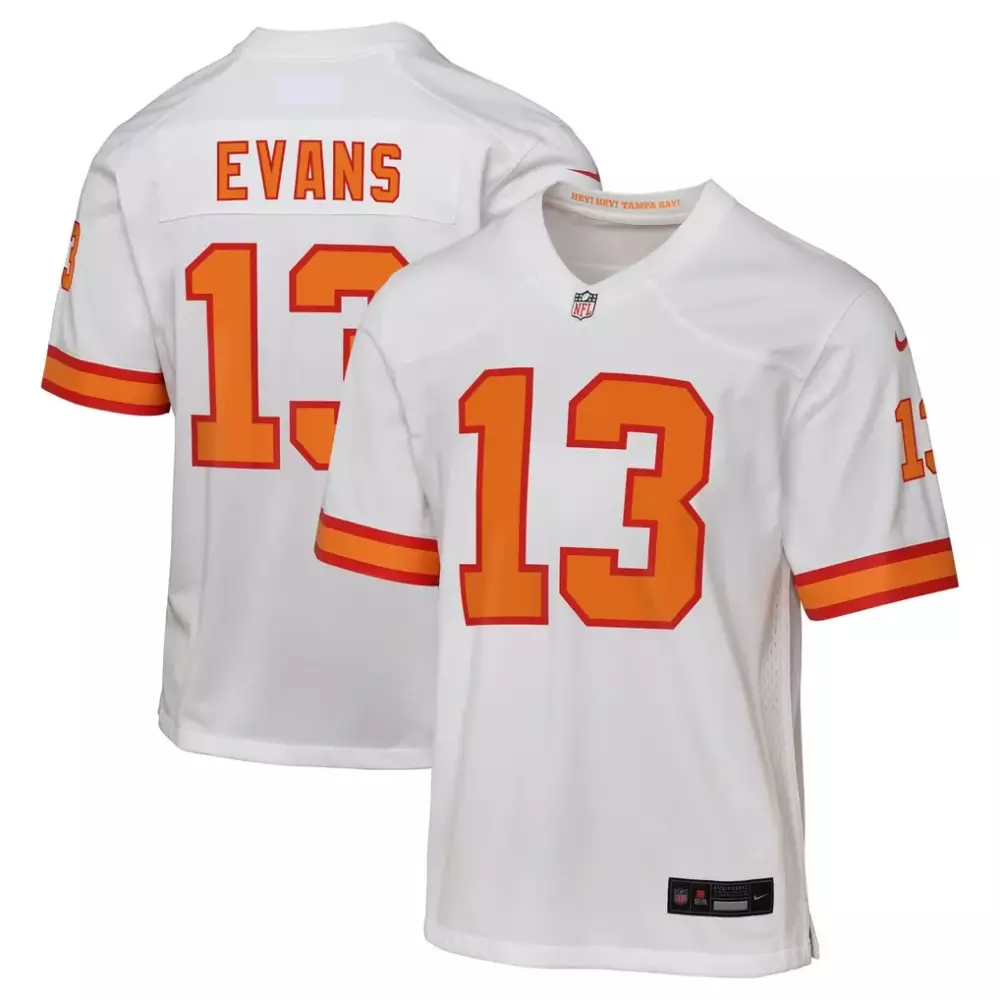 Mike Evans 13 Buccaneers Jersey White Men Player Orange Red Game