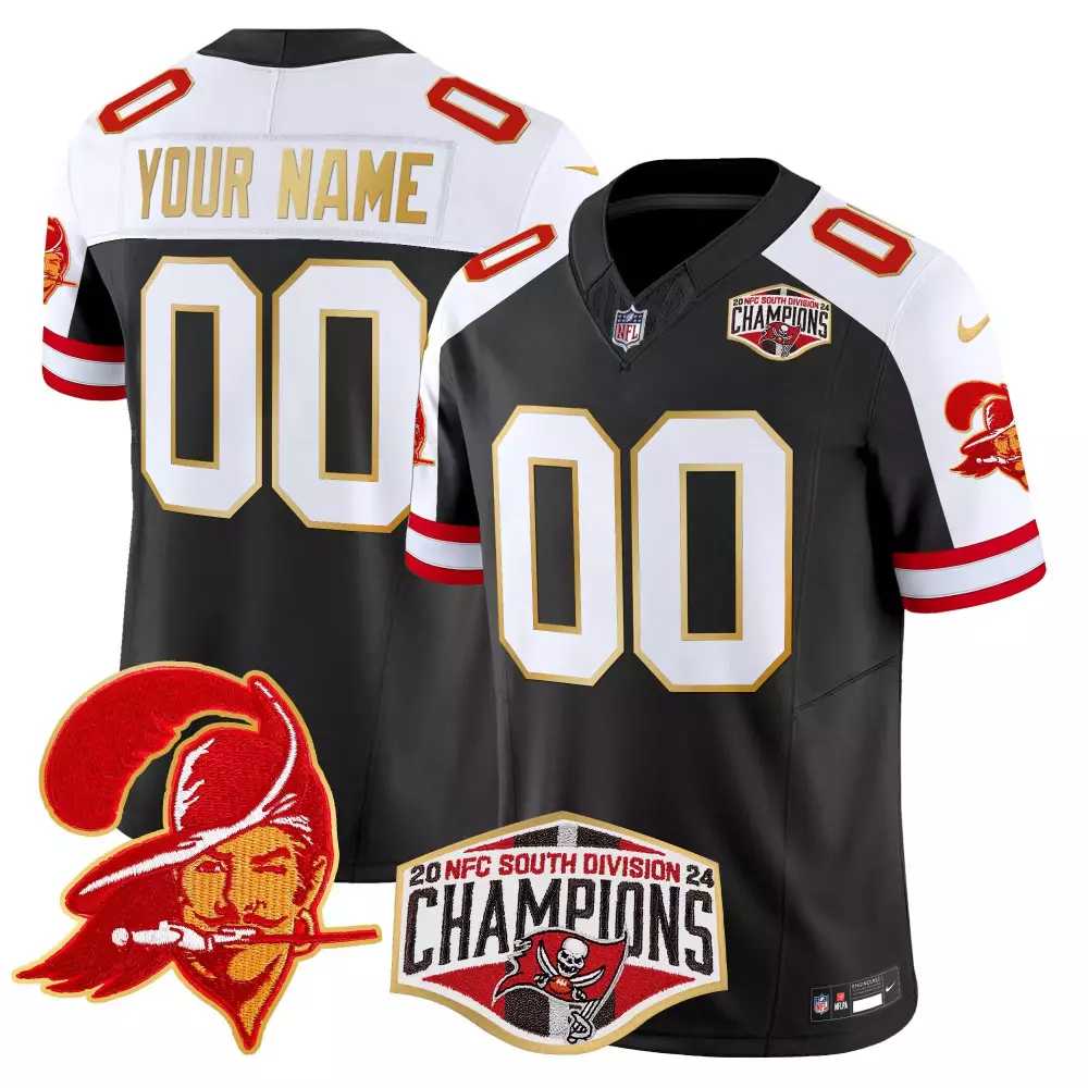 Custom Tampa Bay Buccaneers Jersey Black 2023 NFC South Division Champions Men White