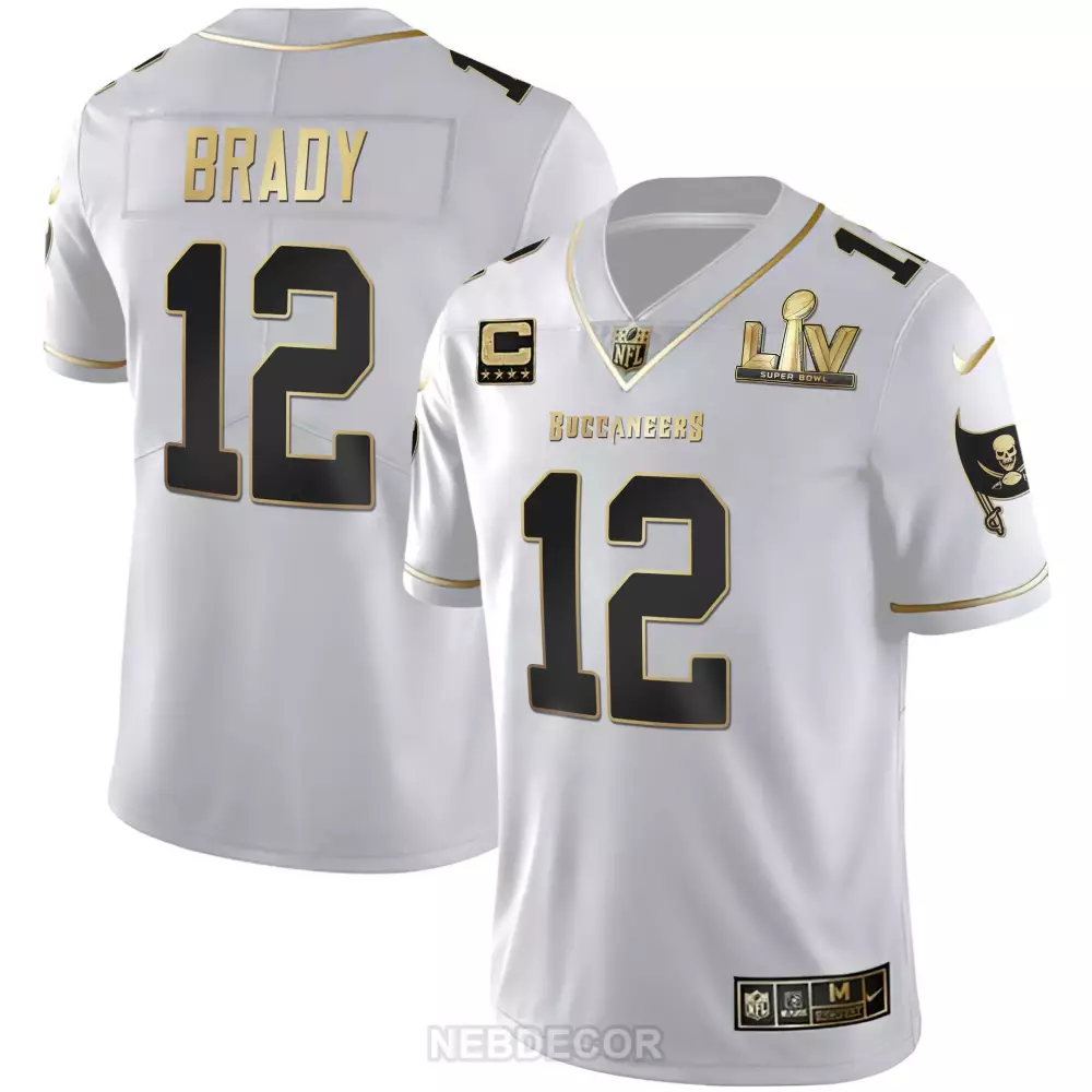 Tom Brady 12 Buccaneers Jersey White Super Bowl Lv Liv Skull Crossbones Flag 2020