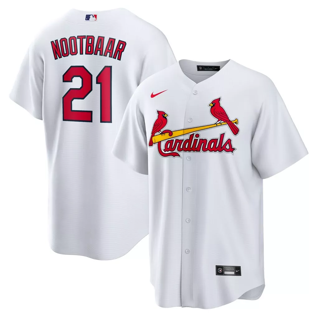 Lars Nootbaar 21 Jersey White St. Louis Cardinals Men Red Yellow Home Replica