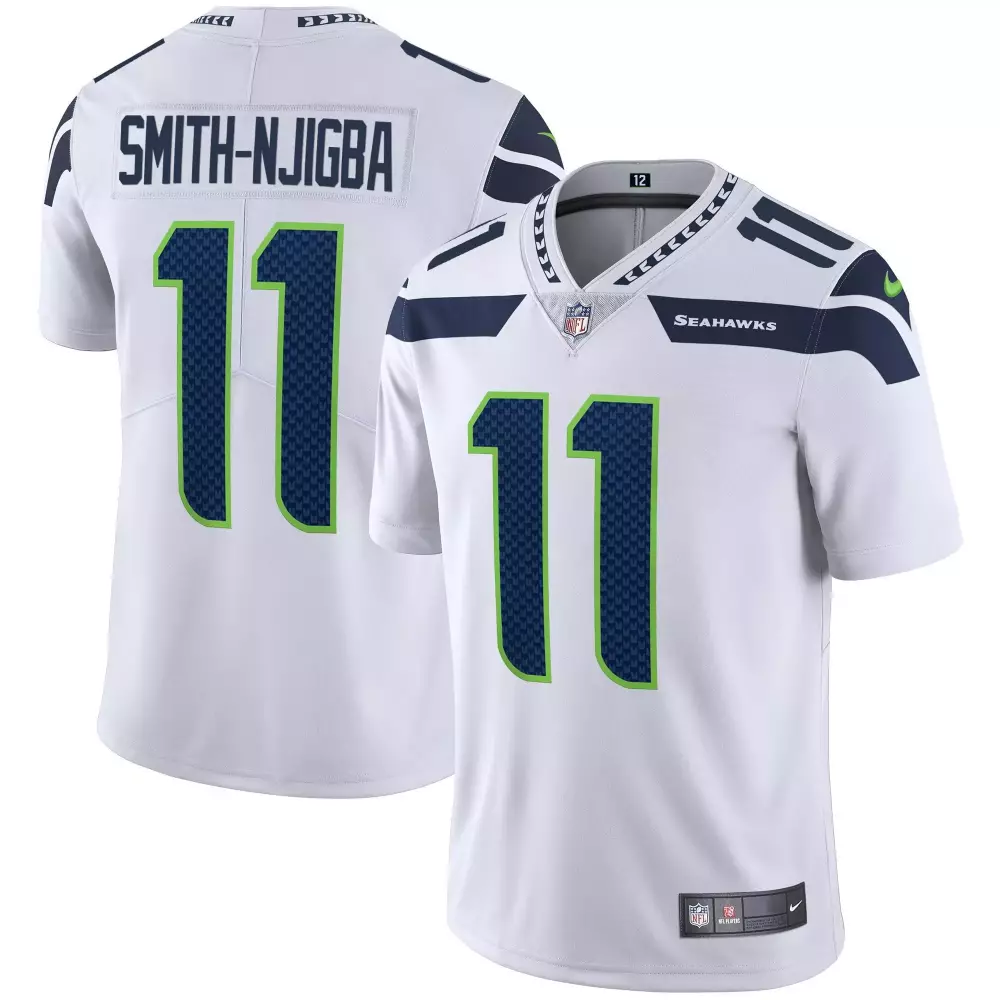 Jaxon Smith-njigba 11 Seahawks Jersey White Men Player Navy Blue Lime Green Vapor