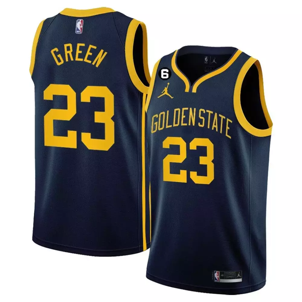 Green 23 Golden State Jersey Navy Men Yellow All Stitched Vapor