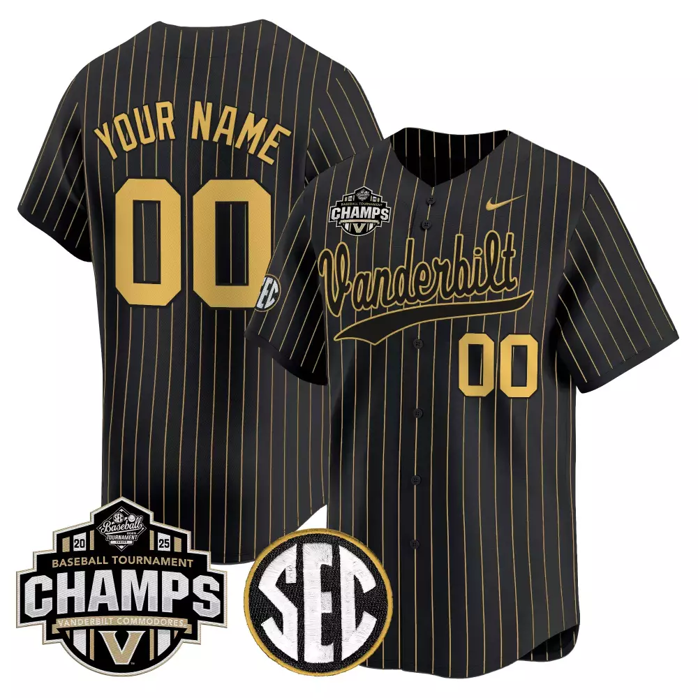 Custom Vanderbilt Commodores Jersey Black Men Gold Stitched Vapor