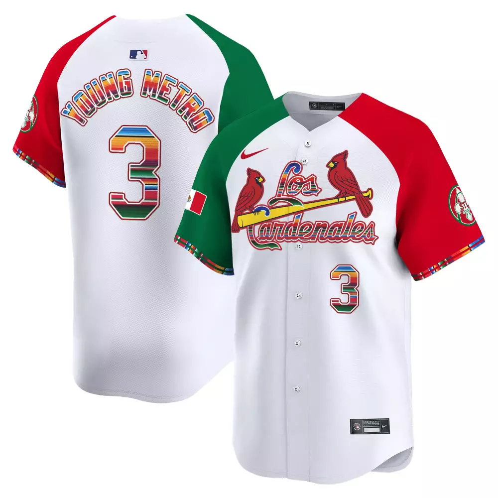 Metro Boomin 3 Jersey White City Connect St. Louis Cardinals Mexico Flag 2023 Split