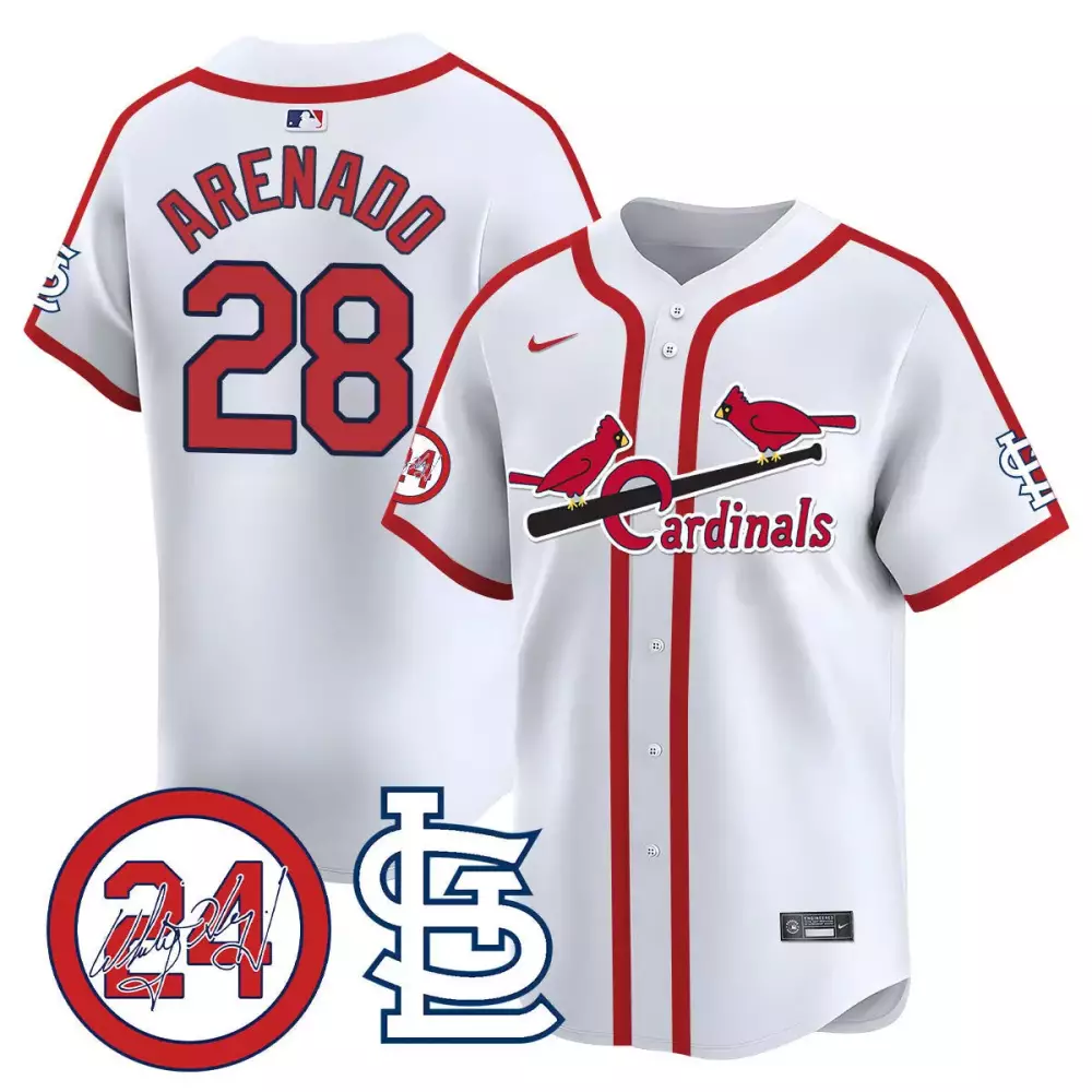 Nolan Arenado 28 Jersey White St. Louis Cardinals Authentic Collection Team Men Red