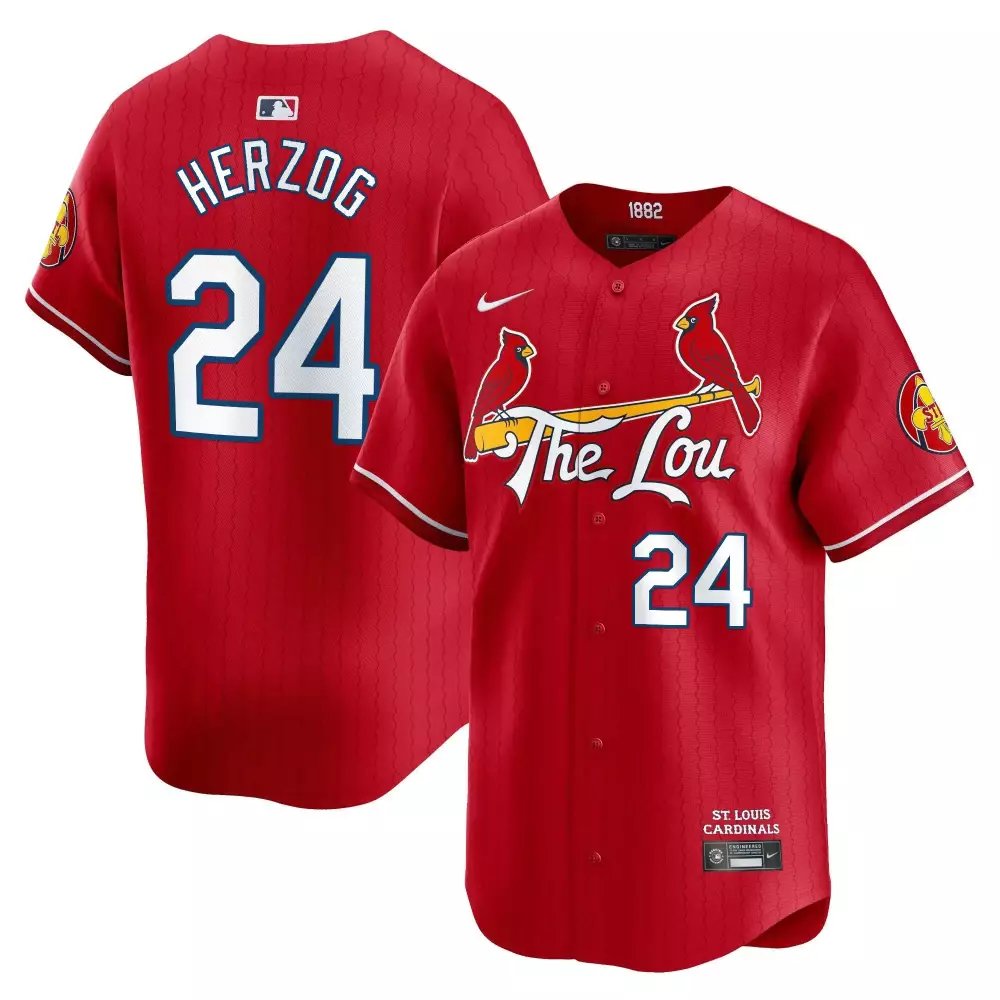 Whitey Herzog 24 Jersey Red The Lou St. Louis Cardinals Men White Yellow Vapor Premier