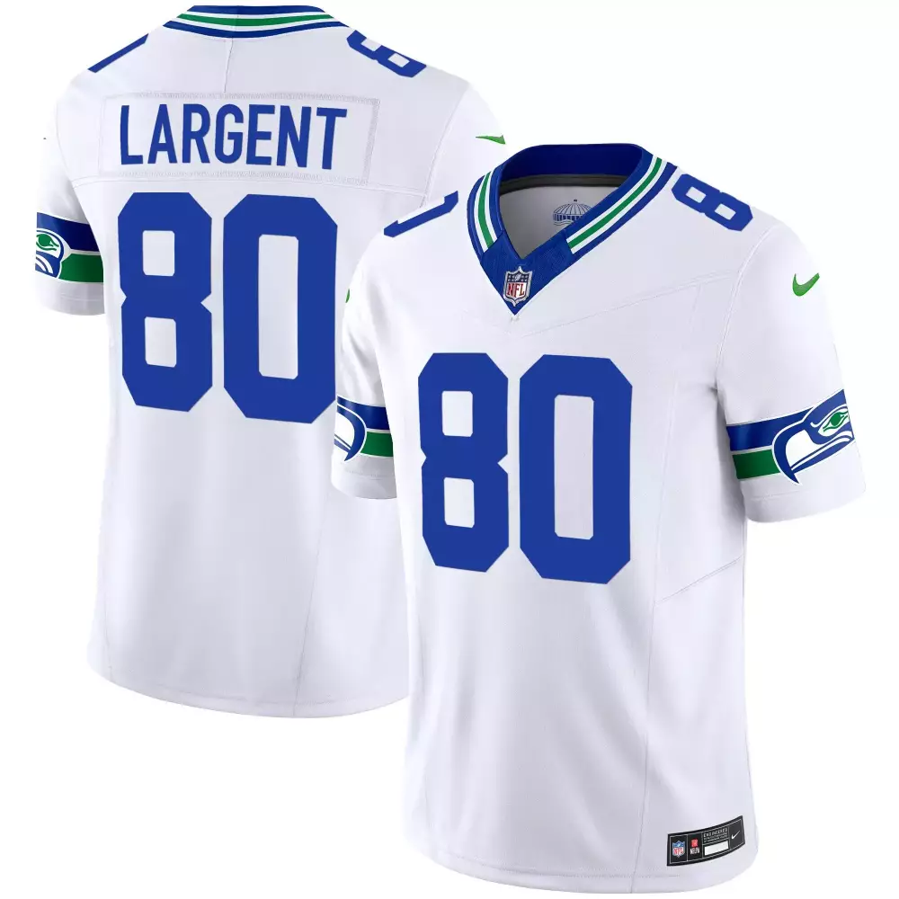 Steve Largent 80 Seattle Seahawks Jersey White Men Player Alternate Royal Blue Green