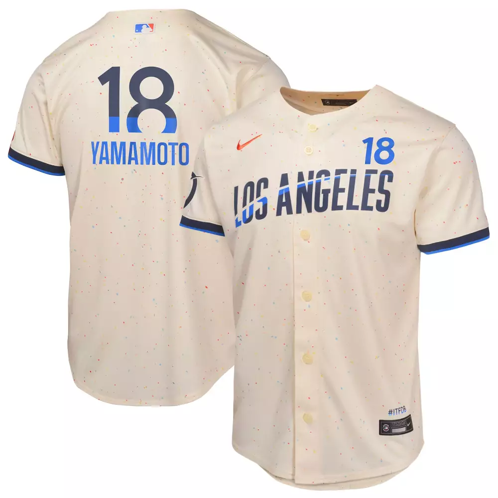 Yoshinobu Yamamoto 18 Jersey Cream City Connect Los Angeles Dodgers #itfdb Men Button-up