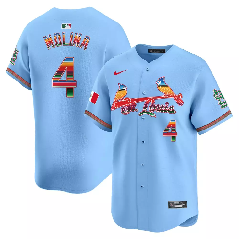 Yadier Molina 4 Jersey Light Blue St. Louis Cardinals Mexico Flag Men MLB Alternate