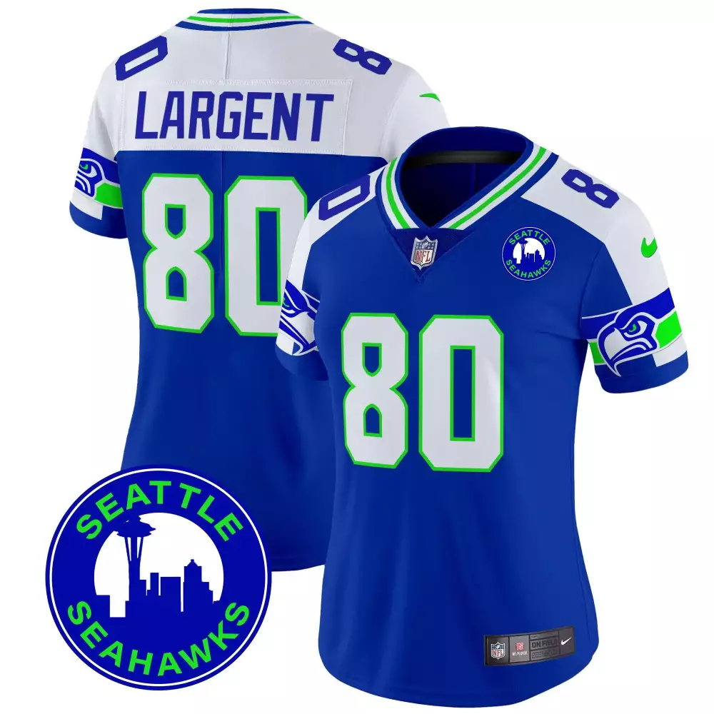Steve Largent 80 Seattle Seahawks Jersey Blue Men White Green Alternate Vapor Limited