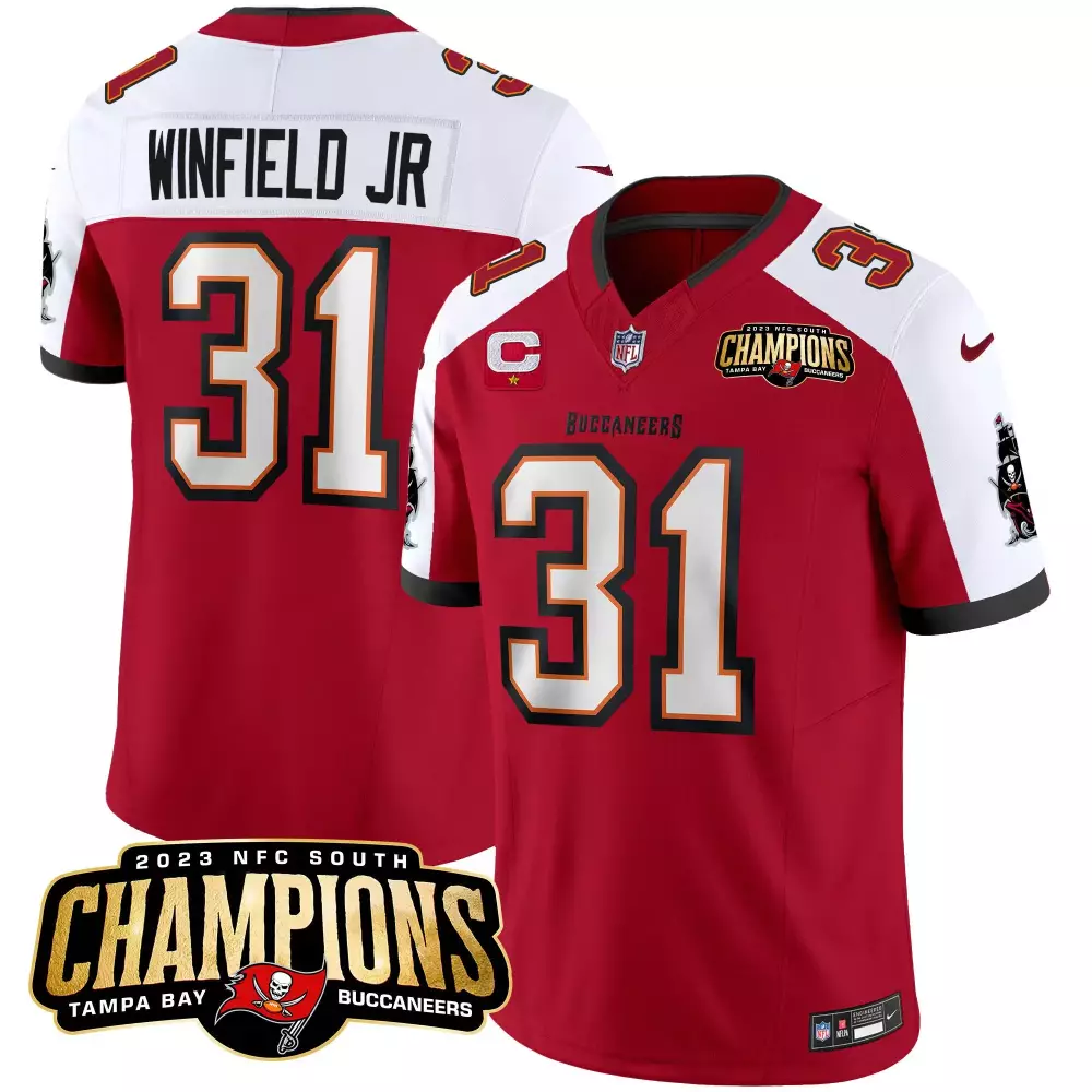 Antoine Winfield Jr. 31 Jersey Red 2023 NFC South Champions Buccaneers Men Authentic