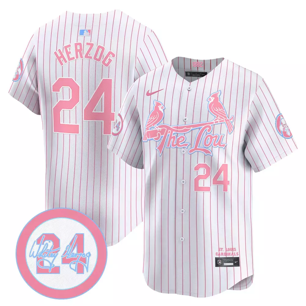 Whitey Herzog 24 Jersey White St. Louis Cardinals Men Pink Light Blue Unisex Vapor