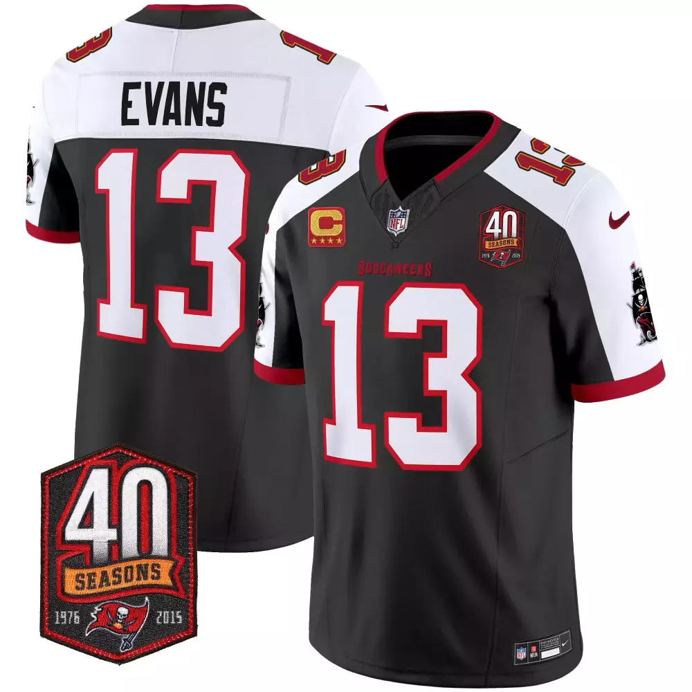 Mike Evans 13 Buccaneers Jersey Black 40 Seasons 1976-2015 Men Alternate White Red
